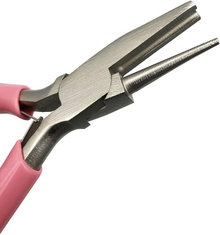 TUNQISM 1PCS 5 Inches Pink Jewelry-making pliers Beadsmith Concave Round Nose Pliers – Wire Looping and Bending Tool – Jewelry-Making Instrument Metal ring-making tools - Image 1